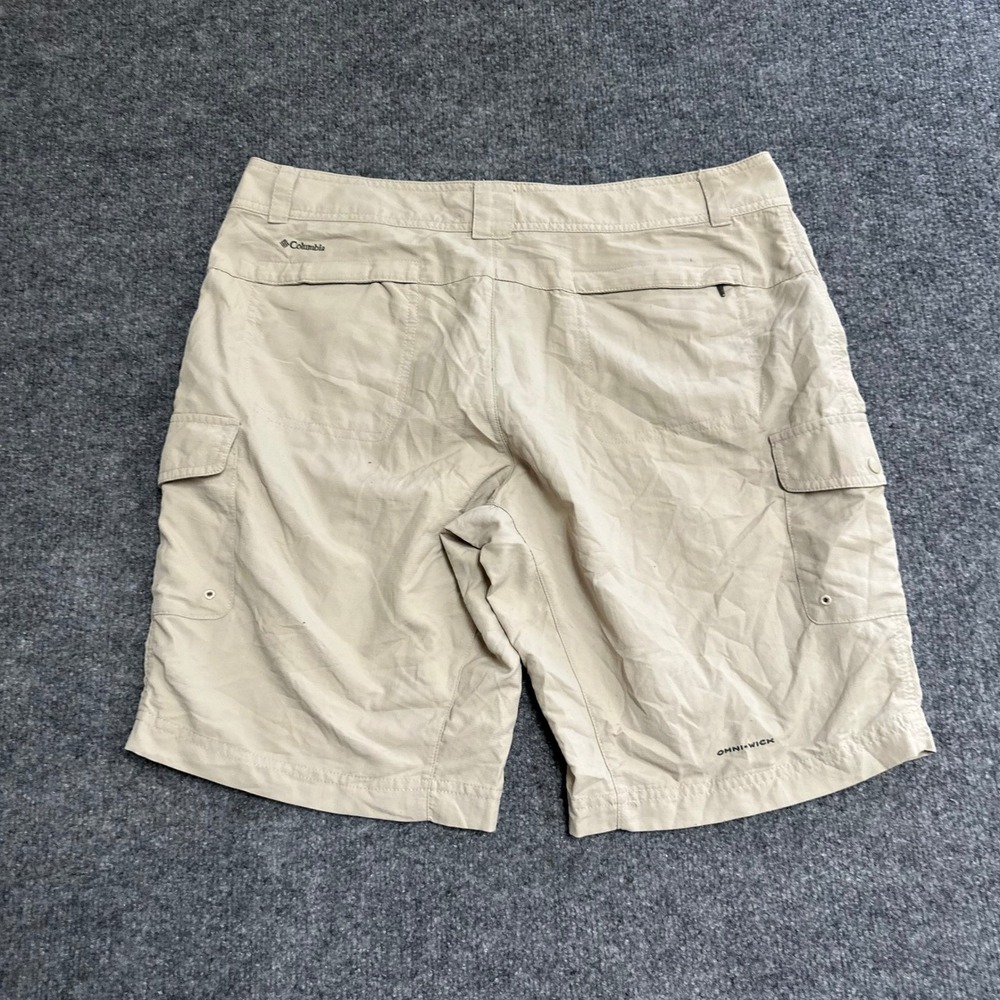 Columbia Cargo Shorts Womens Size 12 Beige Omni-Wick Nylon Hiking Outdoor Trail